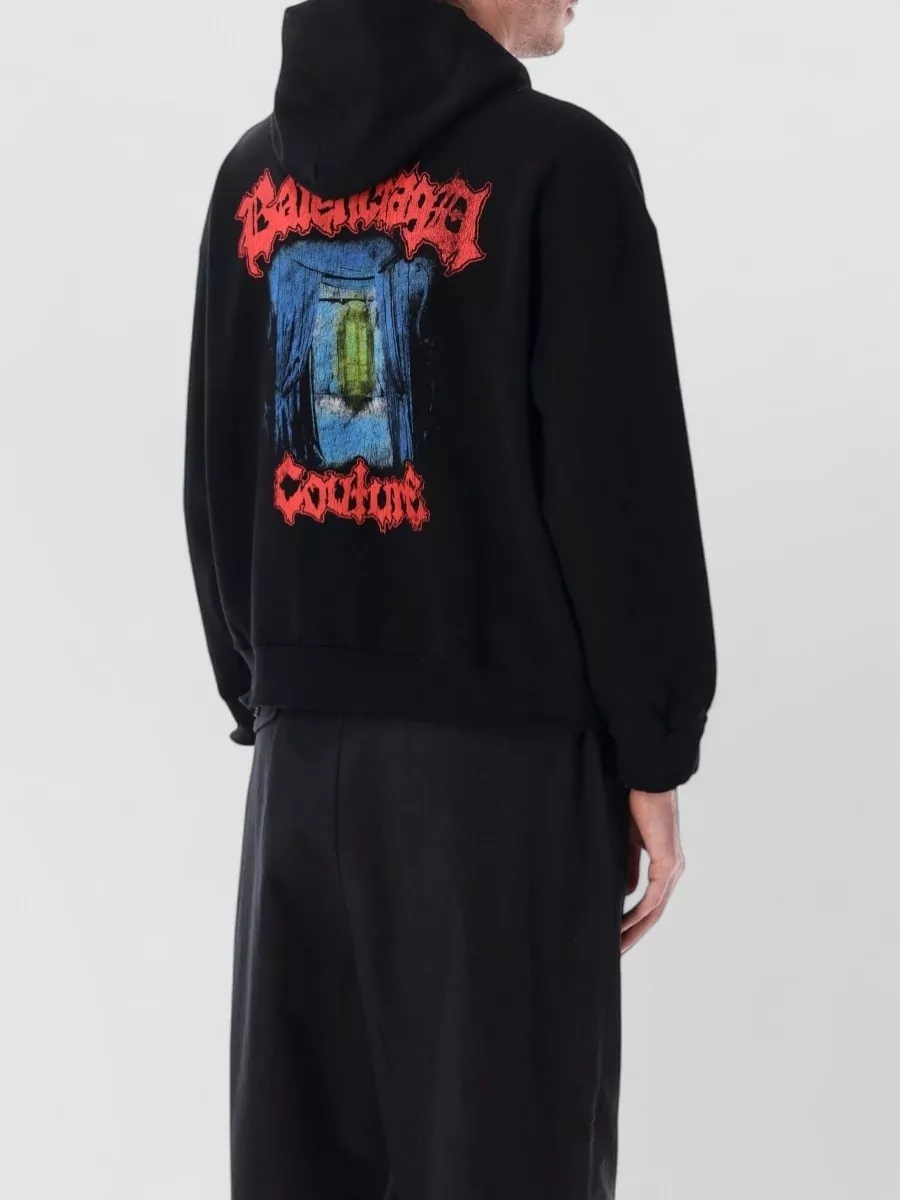 Balenciaga Cotton Printed Zip Up Hoodie