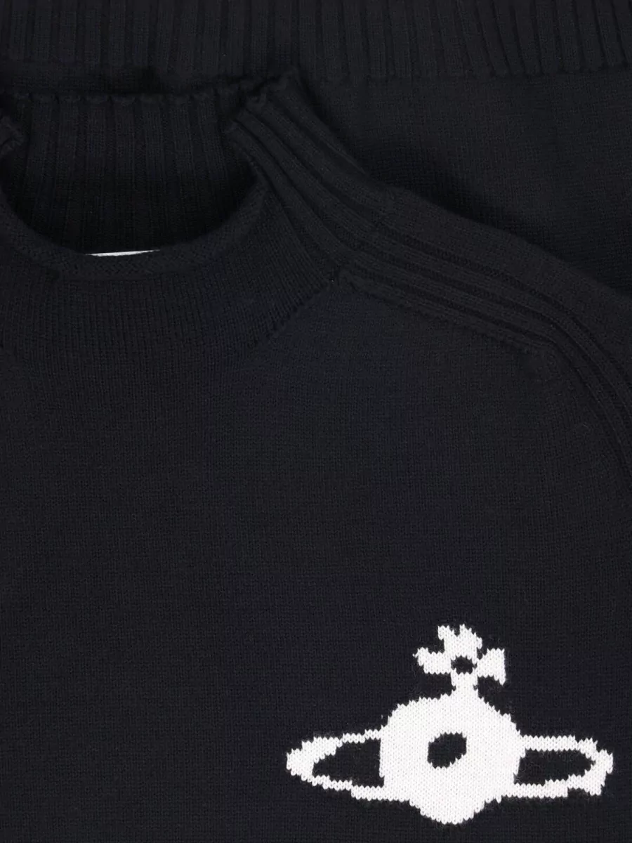 Vivienne Westwood Merino Wool Fine-Knit Ribbed Mock-Neck Sweater