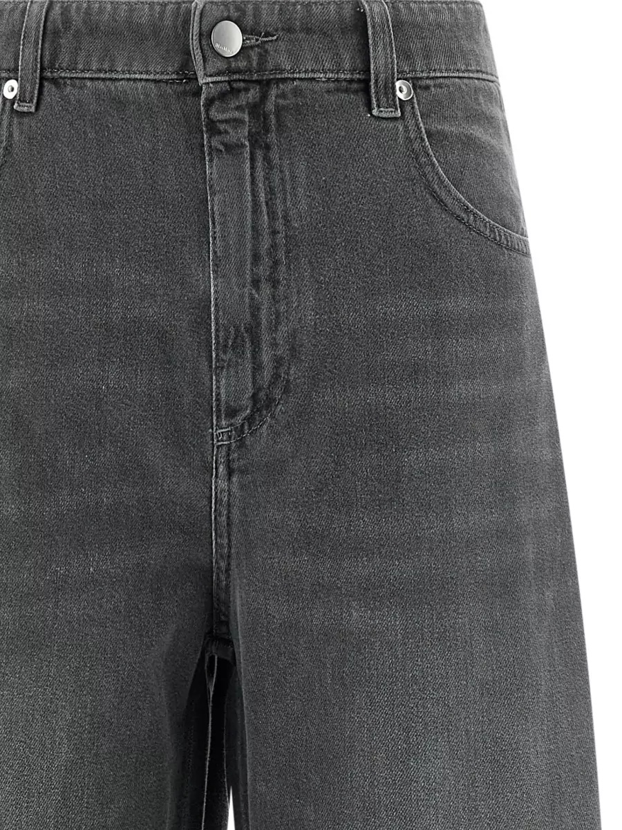 S Max Mara Denim Cropped Wide-Leg Jeans