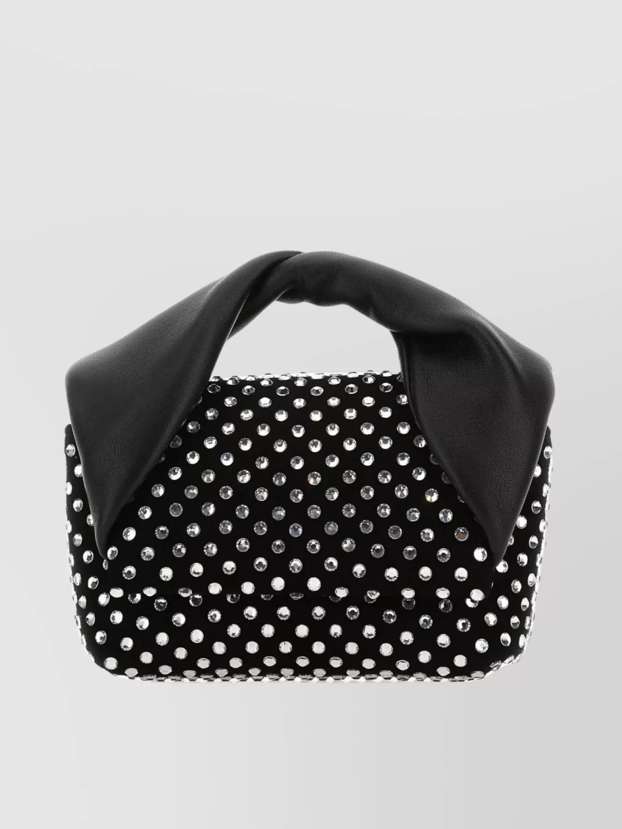 Shop Jw Anderson Mini Twister Suede Handbag With Rhinestone Embellishments In Black