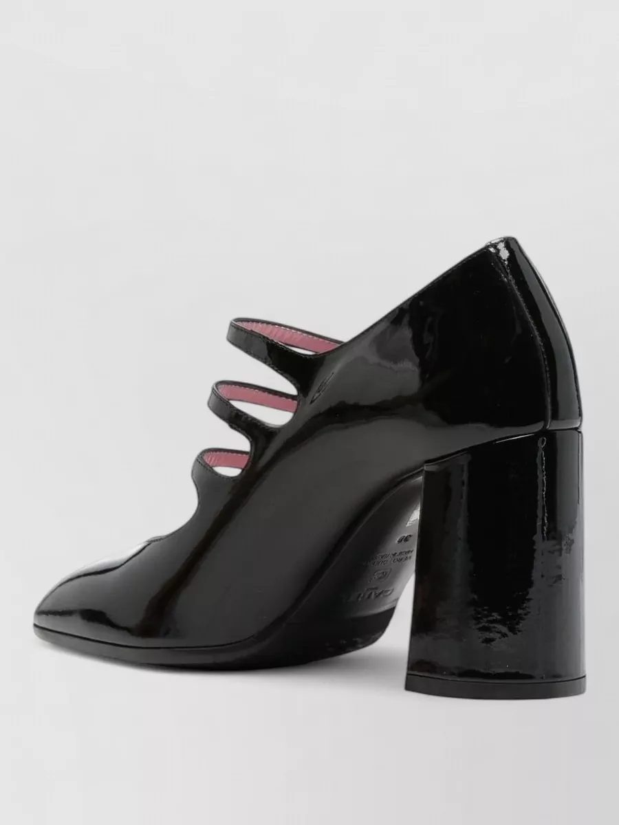 Carel Paris patent leather triple strap pumps