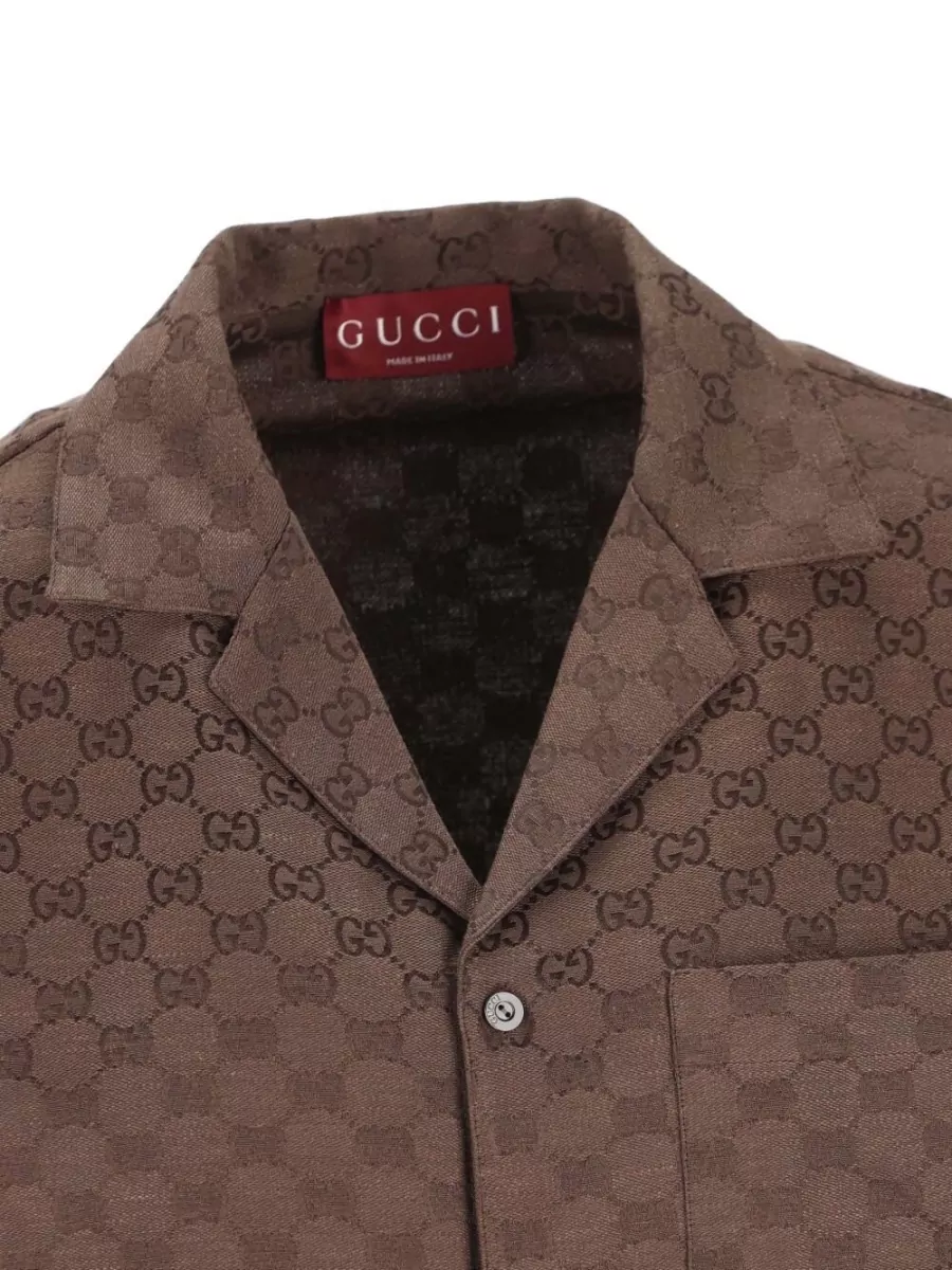 Gucci Linen Blend Short-Sleeve Bowling Shirt