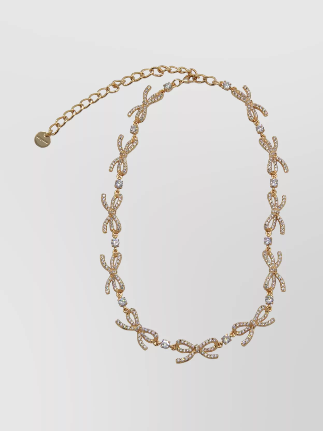 Self-Portrait crystal bow necklace