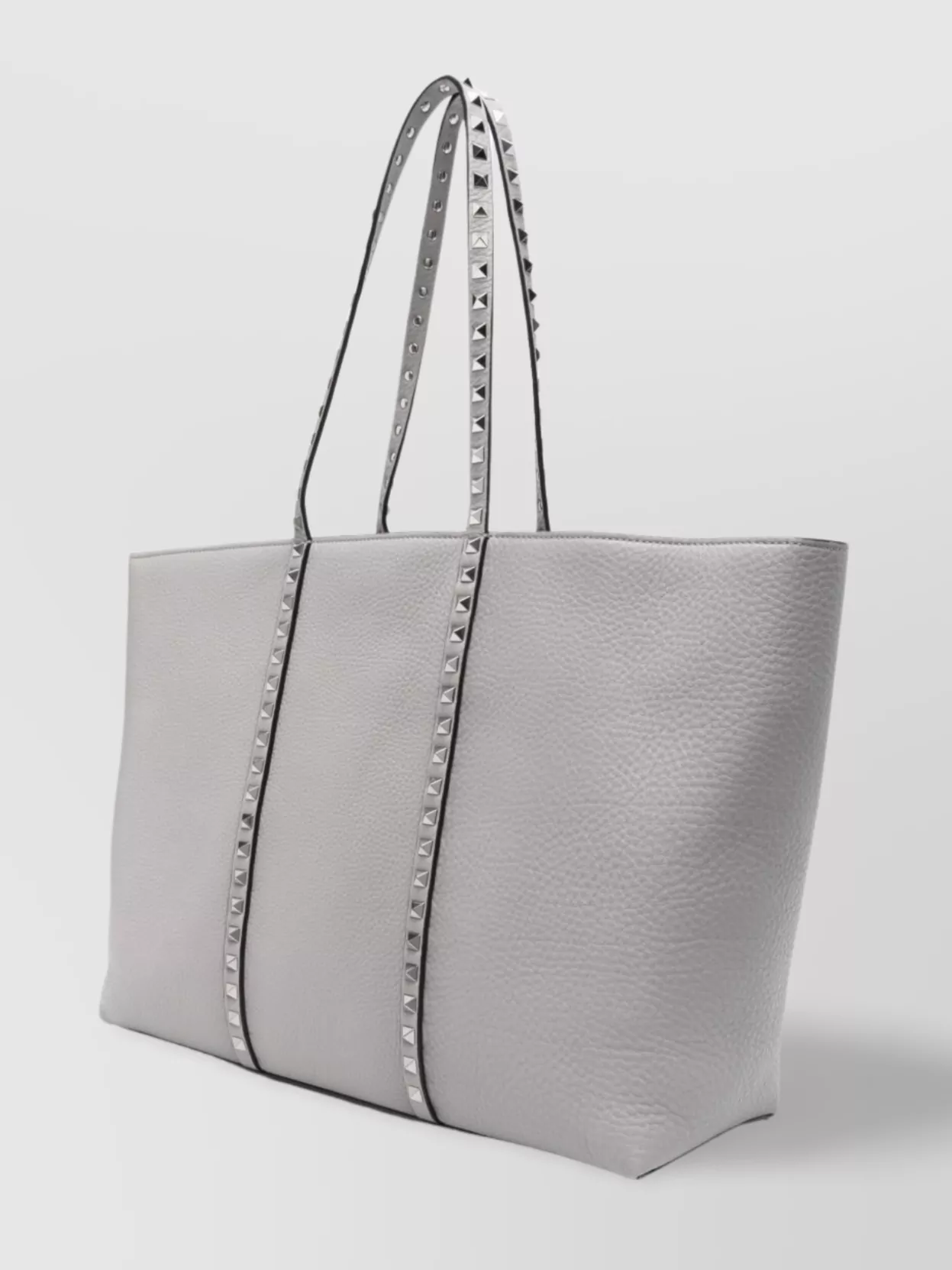 Valentino Garavani Timberwolf Grey Studded Tote Bags