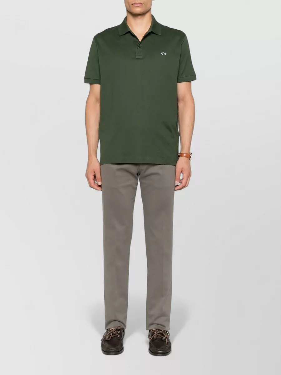 Paul & Shark Cotton Polo Shirt Straight Cut Collar Short Sleeves