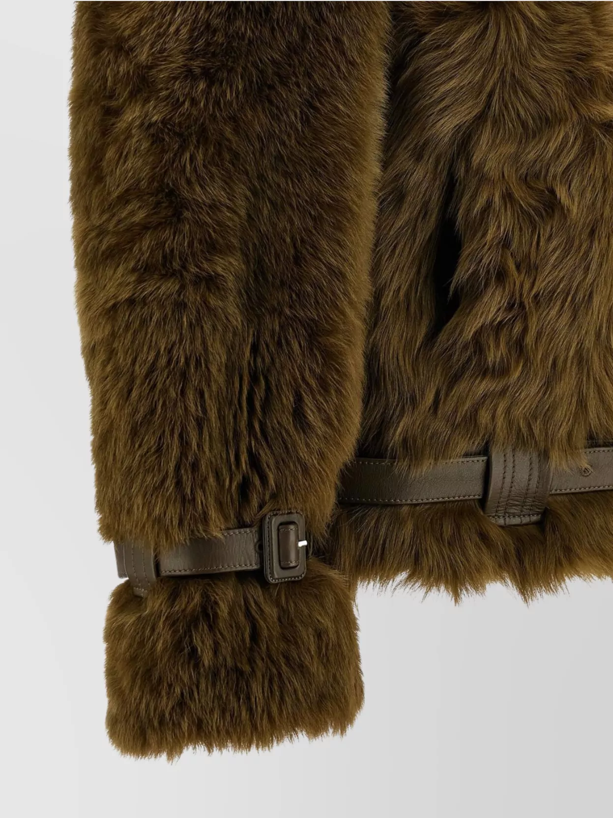 Tom Ford Women Brown Jacket With Adjustable Belt On The Waist In Fur Woman In Brown
