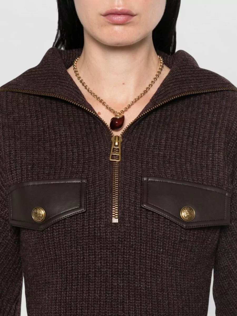 Zimmermann Ribbed Quarter-Zip Sailor Collar Jacket