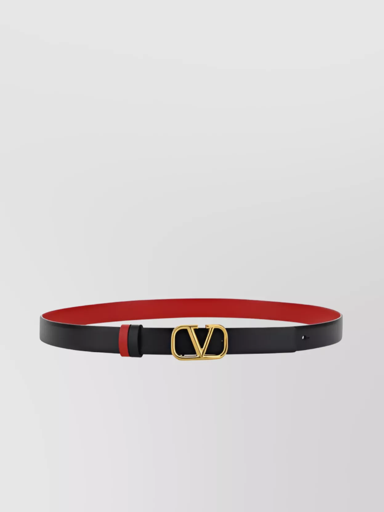 Valentino Garavani Double-Face Leather Belt Gold-Tone Buckle