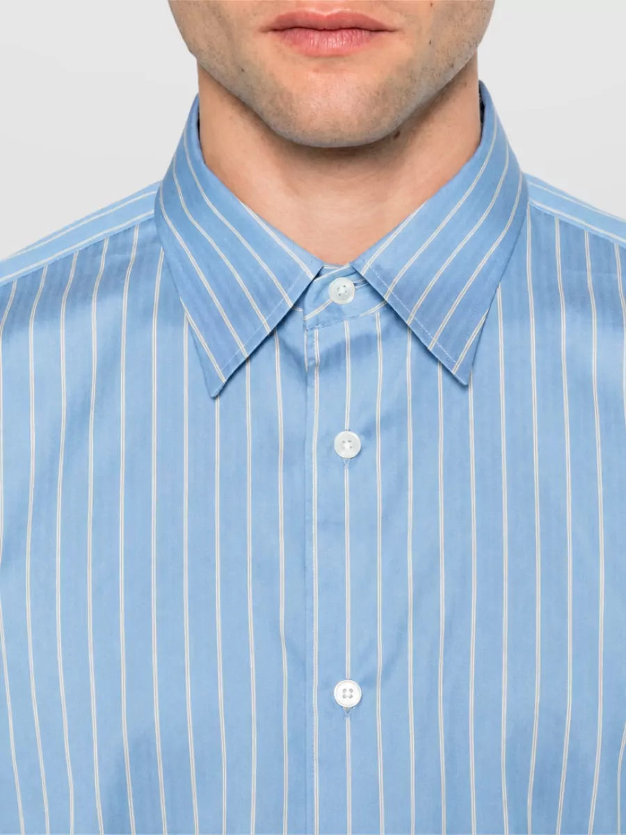 Auralee Silk Cotton Striped Long-Sleeve Shirt