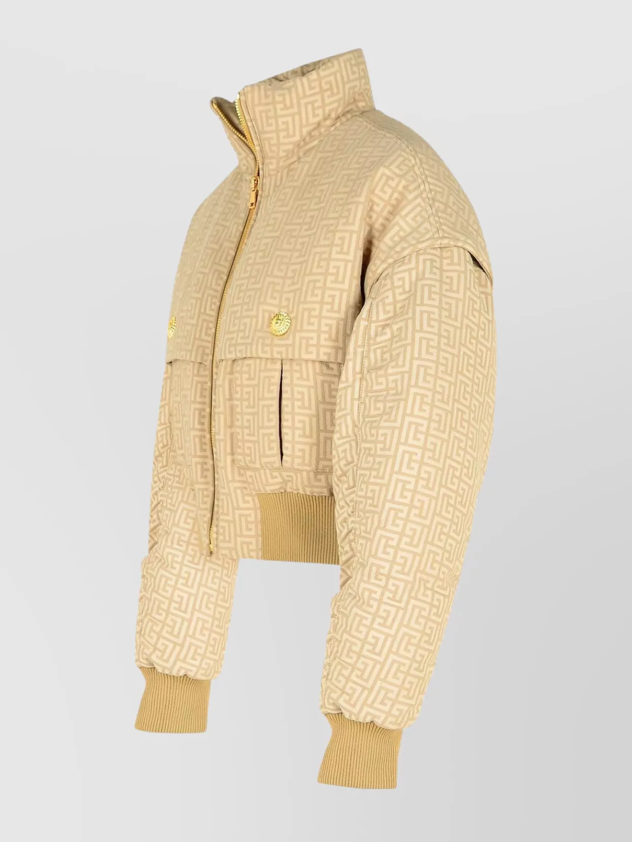 Balmain Jacquard Quilted Bomber Jacket With Ribbed Finish