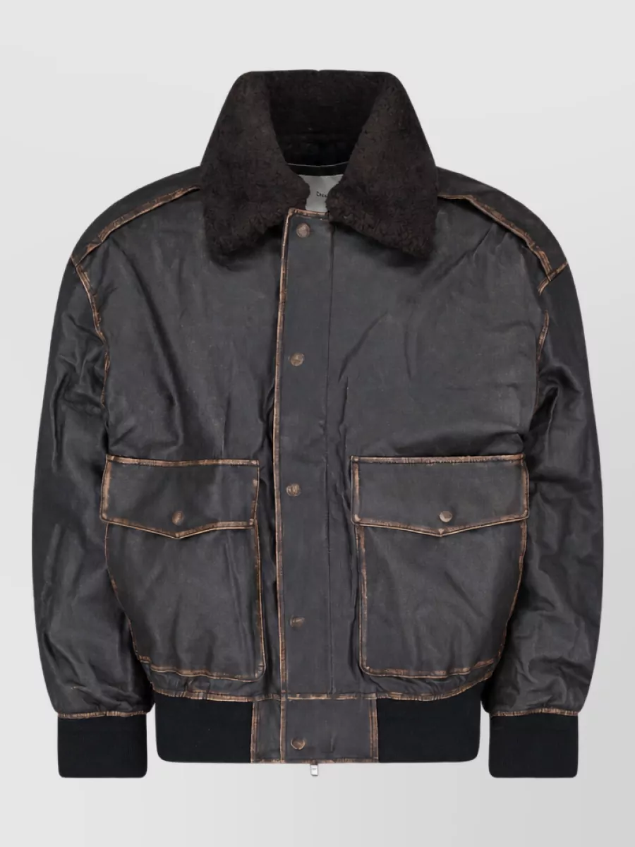 Dunst Leather padded coat