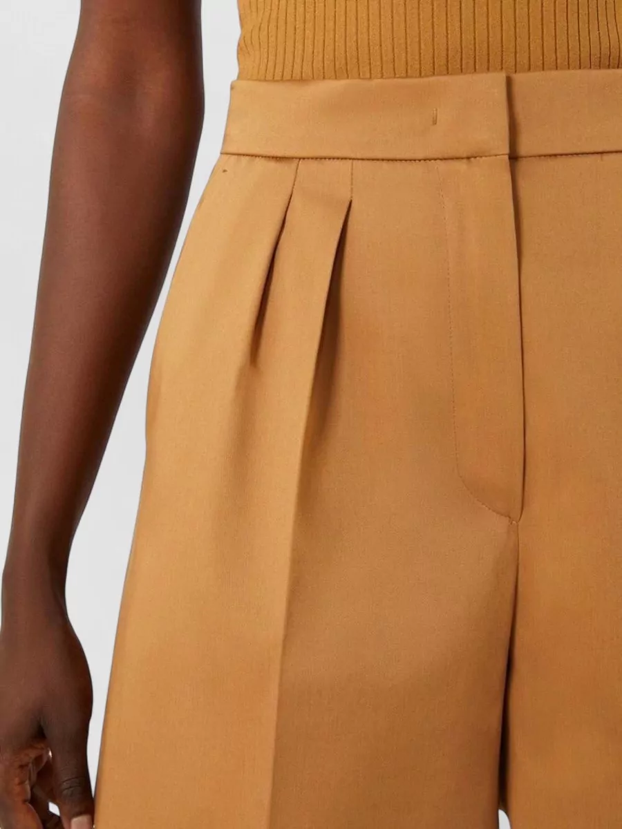 Max Mara High-Rise Pleated Cotton Satin Shorts