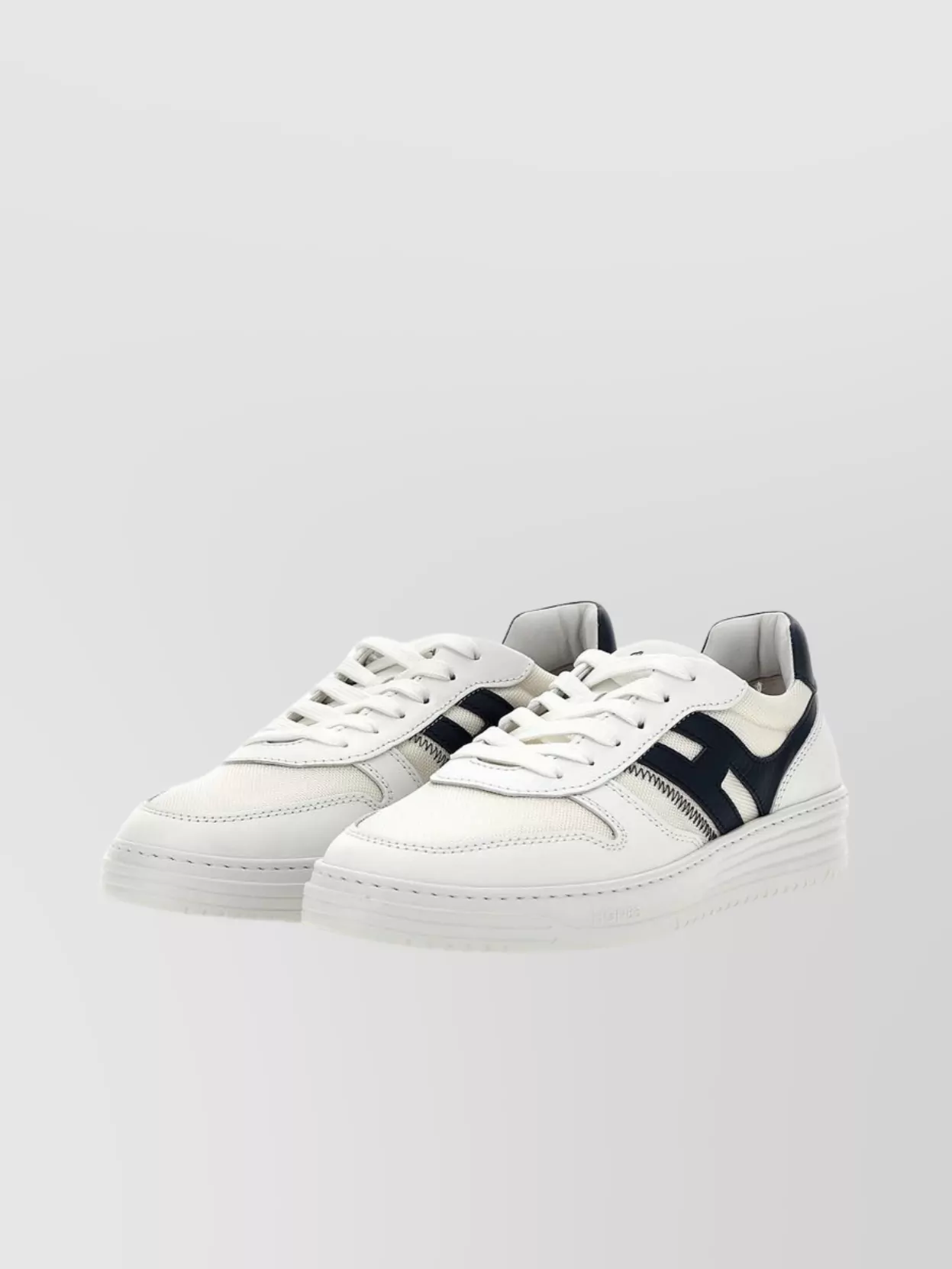 Shop Hogan Leather Sneakers With Color Block Design