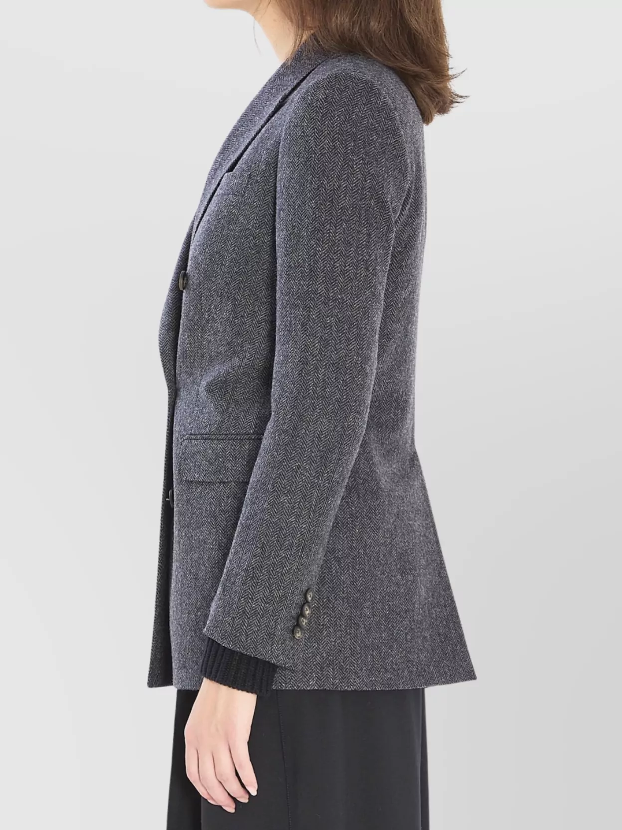 Tagliatore Jasmine Herringbone Double-breasted Peacoat In Gray