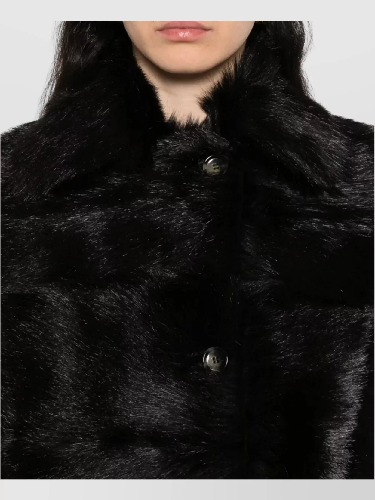 Alberta Ferretti Fur Texture High Collar Knee Length Jacket