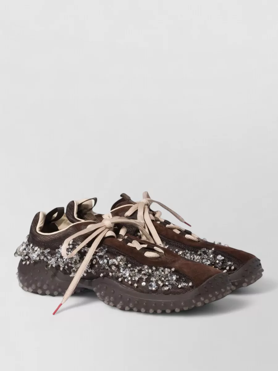 Miu Miu Crystal-Embellished Low-Top Sneakers