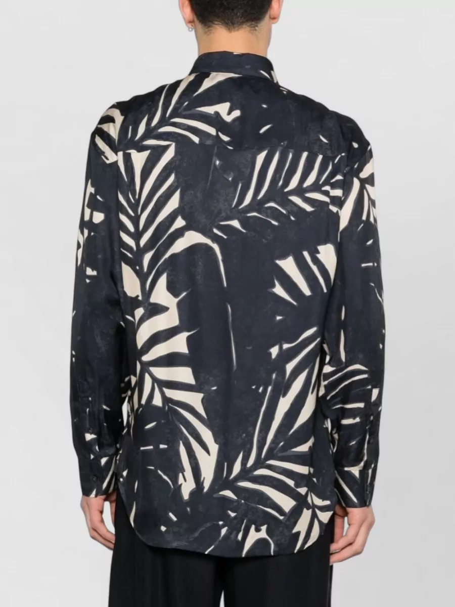 Emporio Armani Long Sleeve Shirt Leaf Print Cuffs