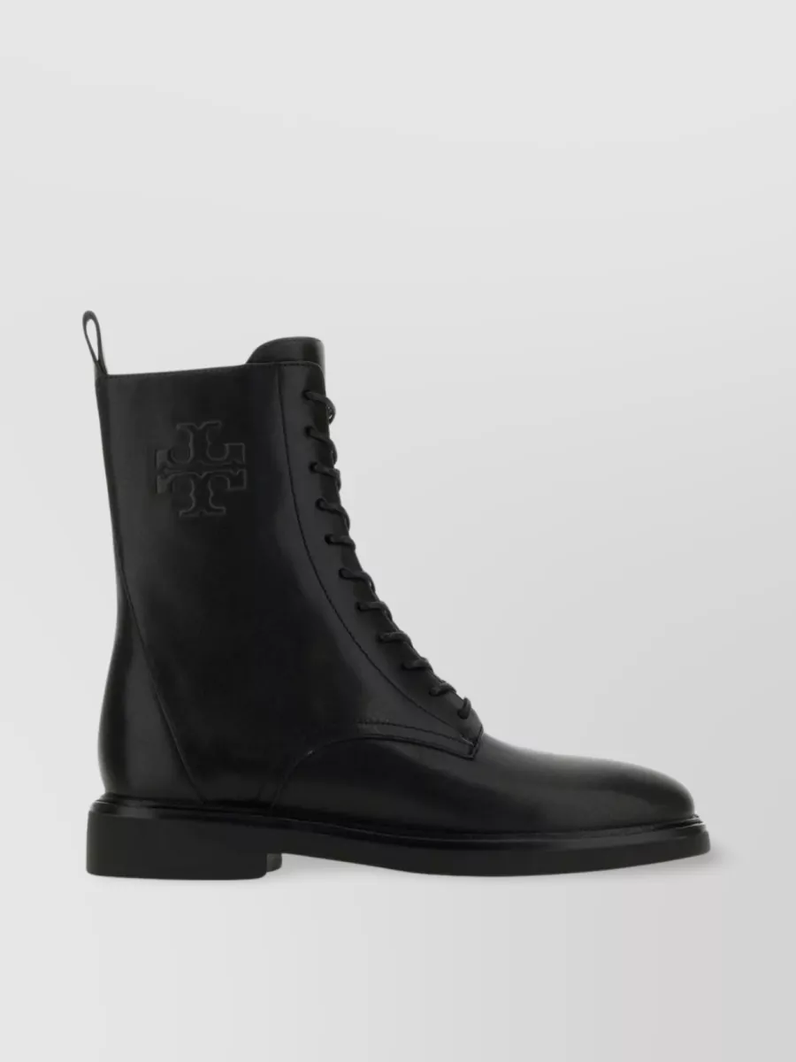 Shop Tory Burch Combat Ankle Boots In Smooth Calf Leather In Black