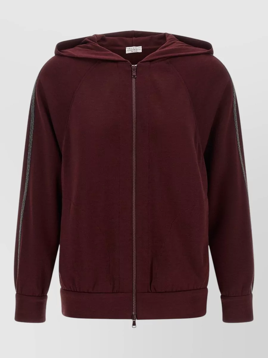 Brunello Cucinelli silk-blend long-sleeve zip hoodie