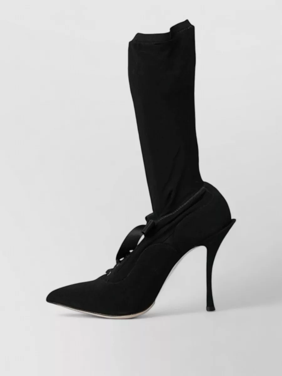 Dolce&Gabbana Knit Stiletto Mid Calf Boots