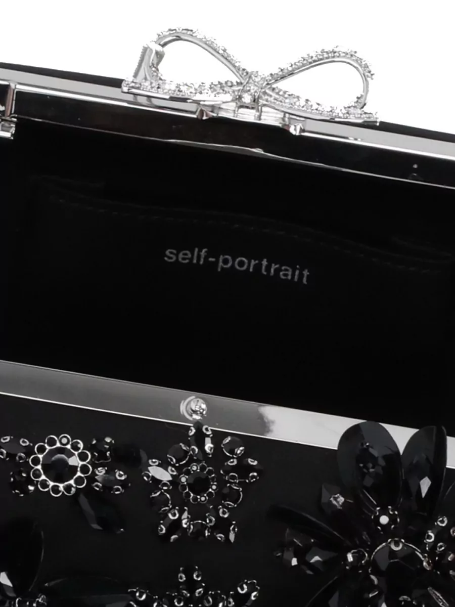 Self-Portrait The Bow Satin Clutch Bag