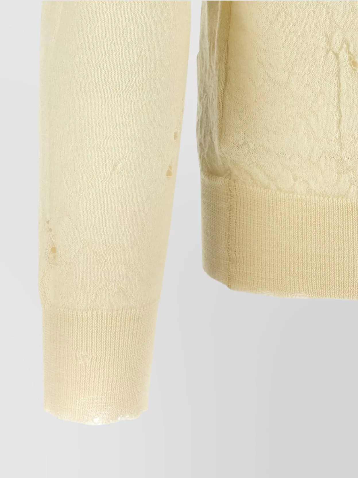Mm6 Maison Margiela Crew Neck Distressed Graphic Print Sweater