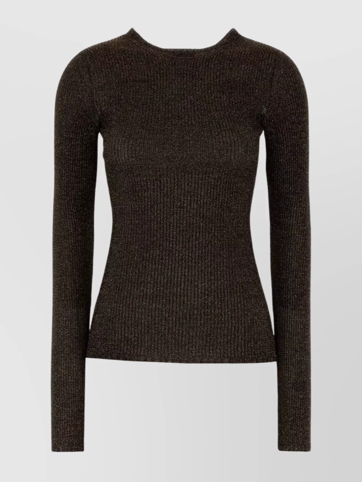 Miu Miu Long Sleeve Fitted Crew Neck T-shirt In Brown