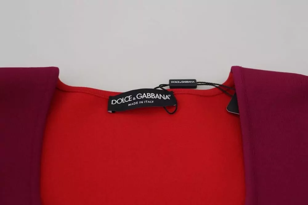 Dolce&Gabbana Viscose Fine Knit Striped Square Neck Long Sleeve Sweater