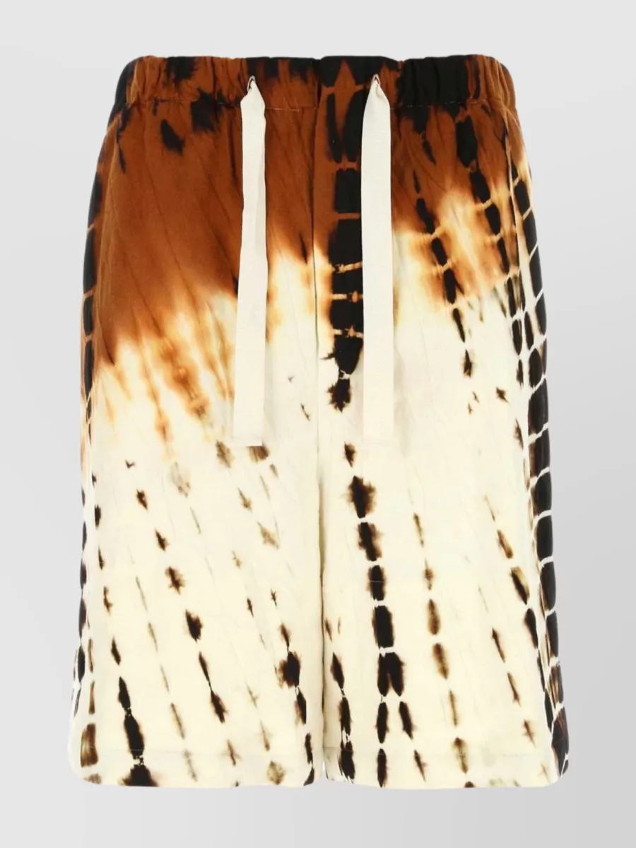 Shop Jil Sander Wool Blend Tie-dye Bermuda Shorts With Elastic Waistband In Cream