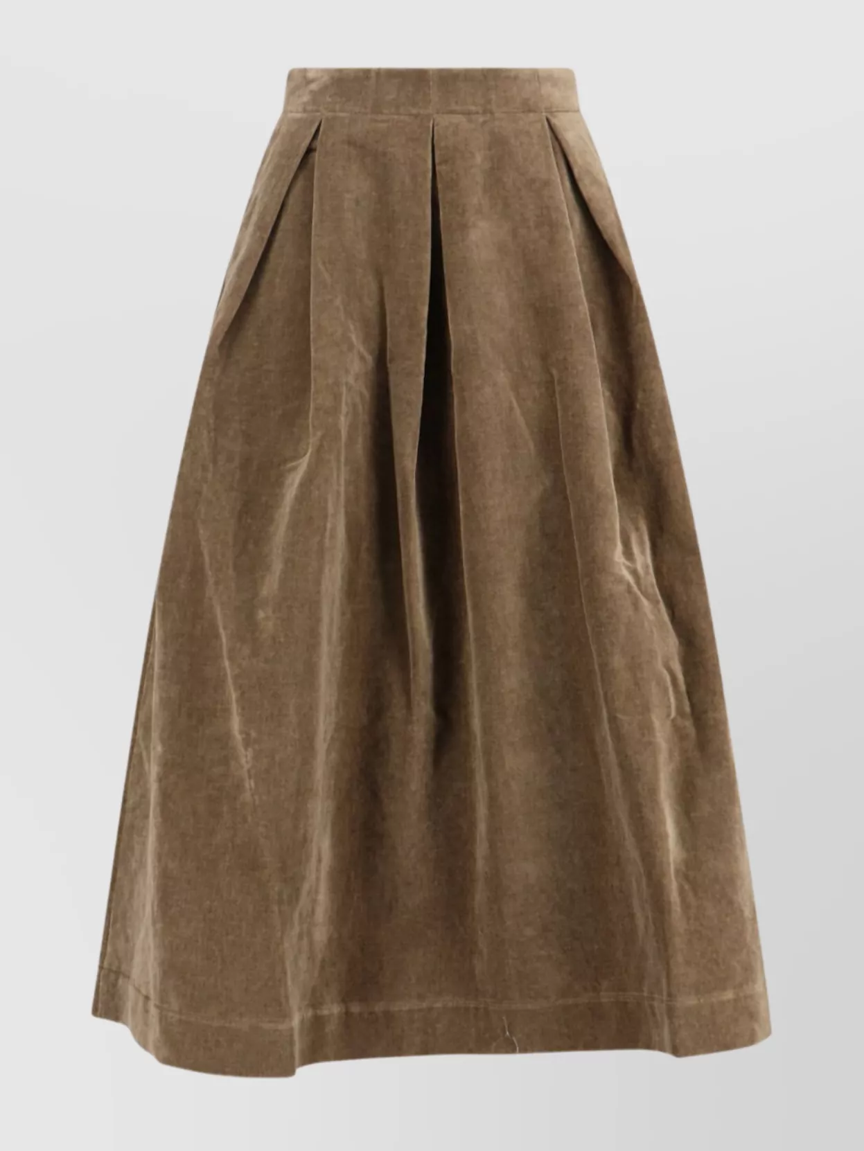 Uma Wang High Waist Pleated Midi Skirt With Side Pockets In Brown