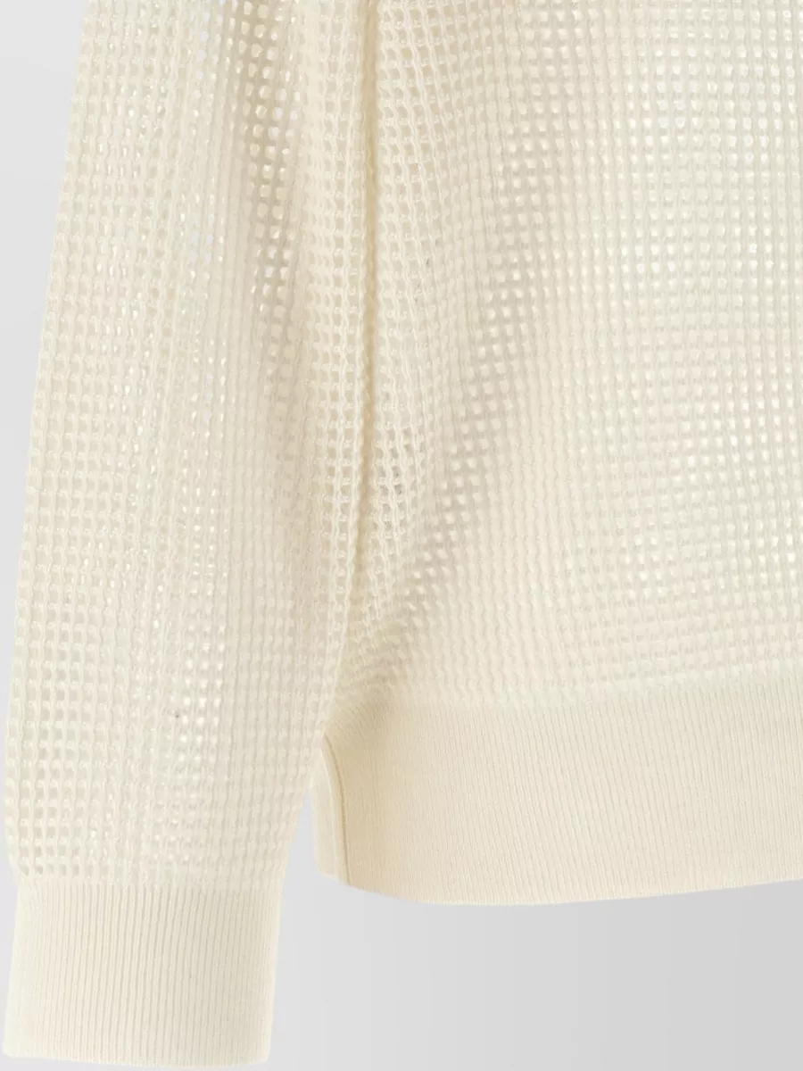 Brunello Cucinelli Cashmere Ribbed V-Neck Mesh Jumper