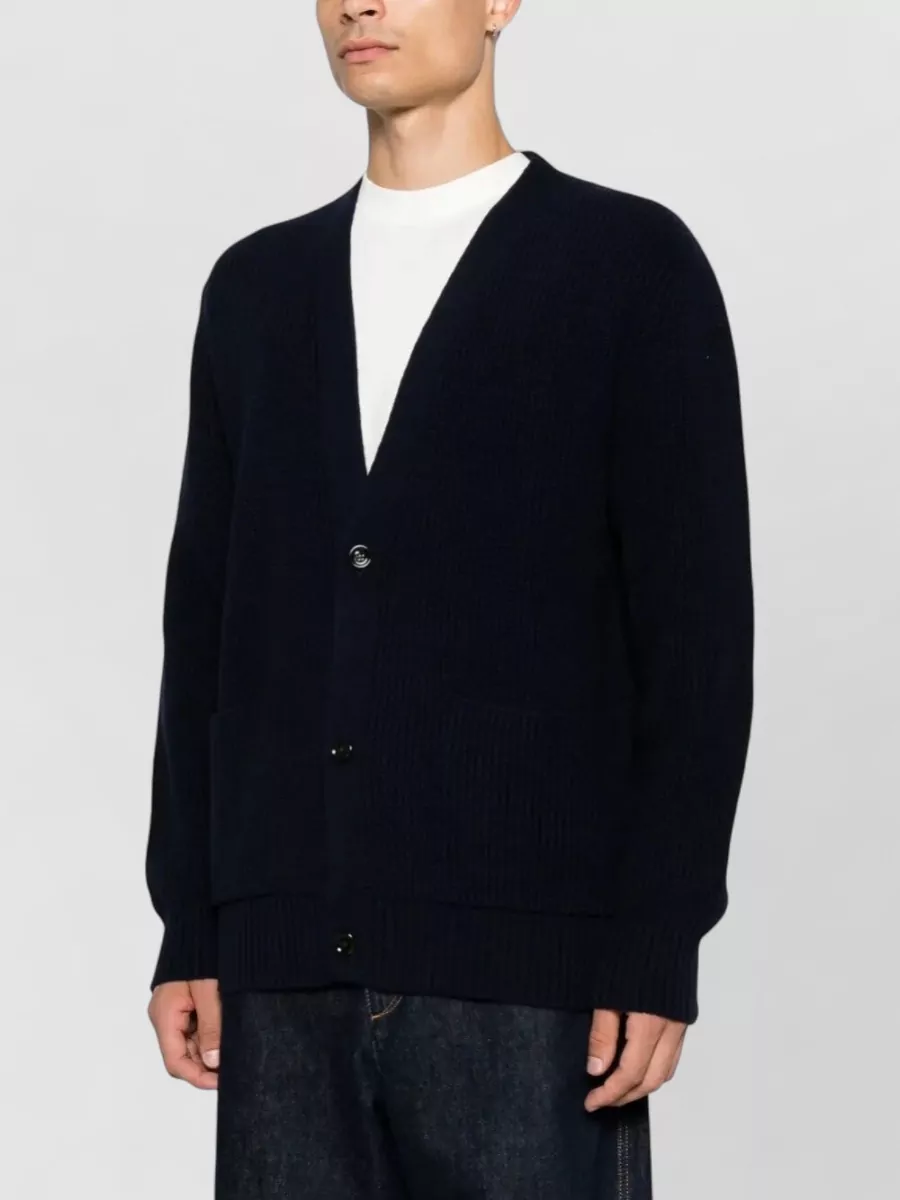 Lardini Cashmere Wool Ribbed V-Neck Cardigan