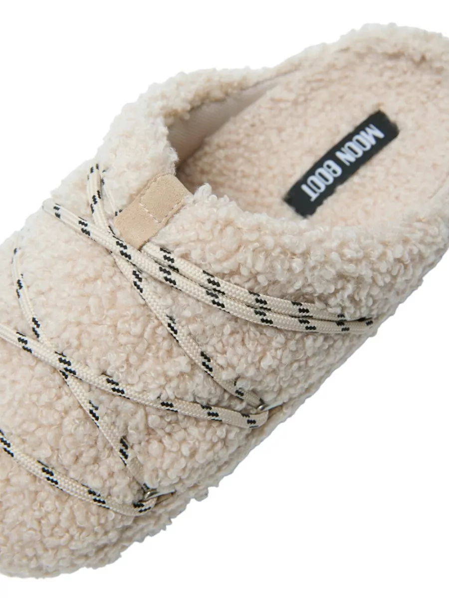 Moon Boot Teddy Style Slippers Lace Detail