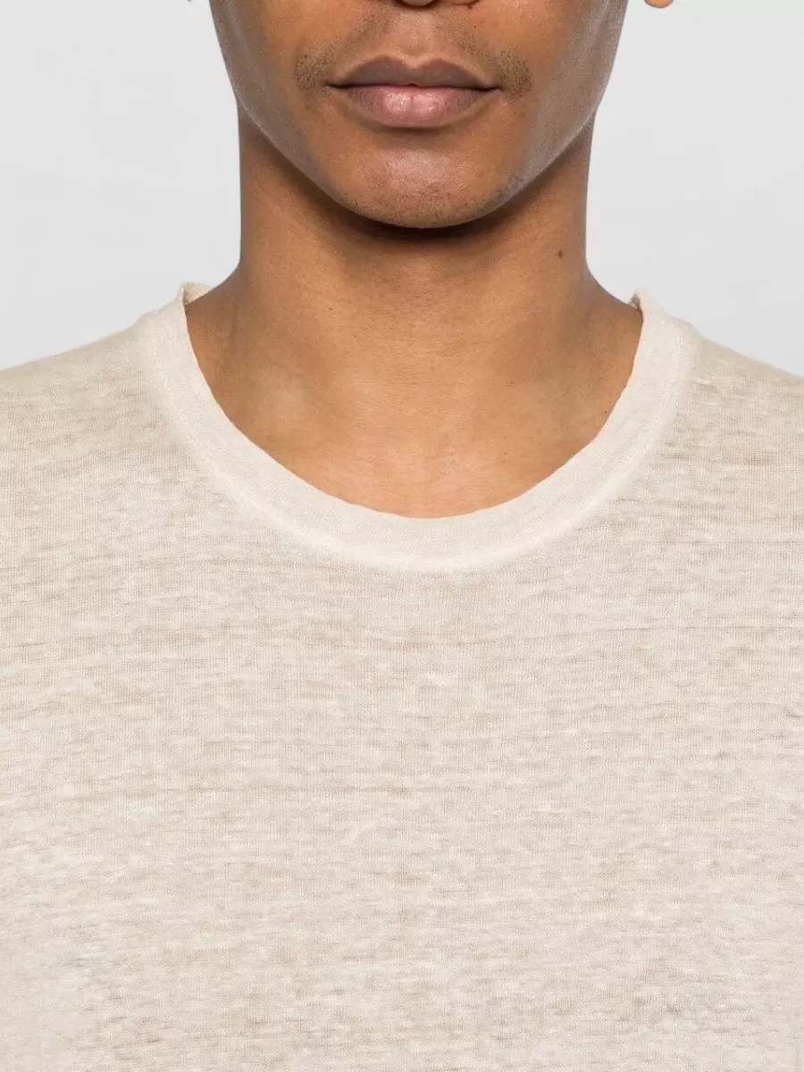 120% Lino Linen Crew Neck Short Sleeve T-Shirt