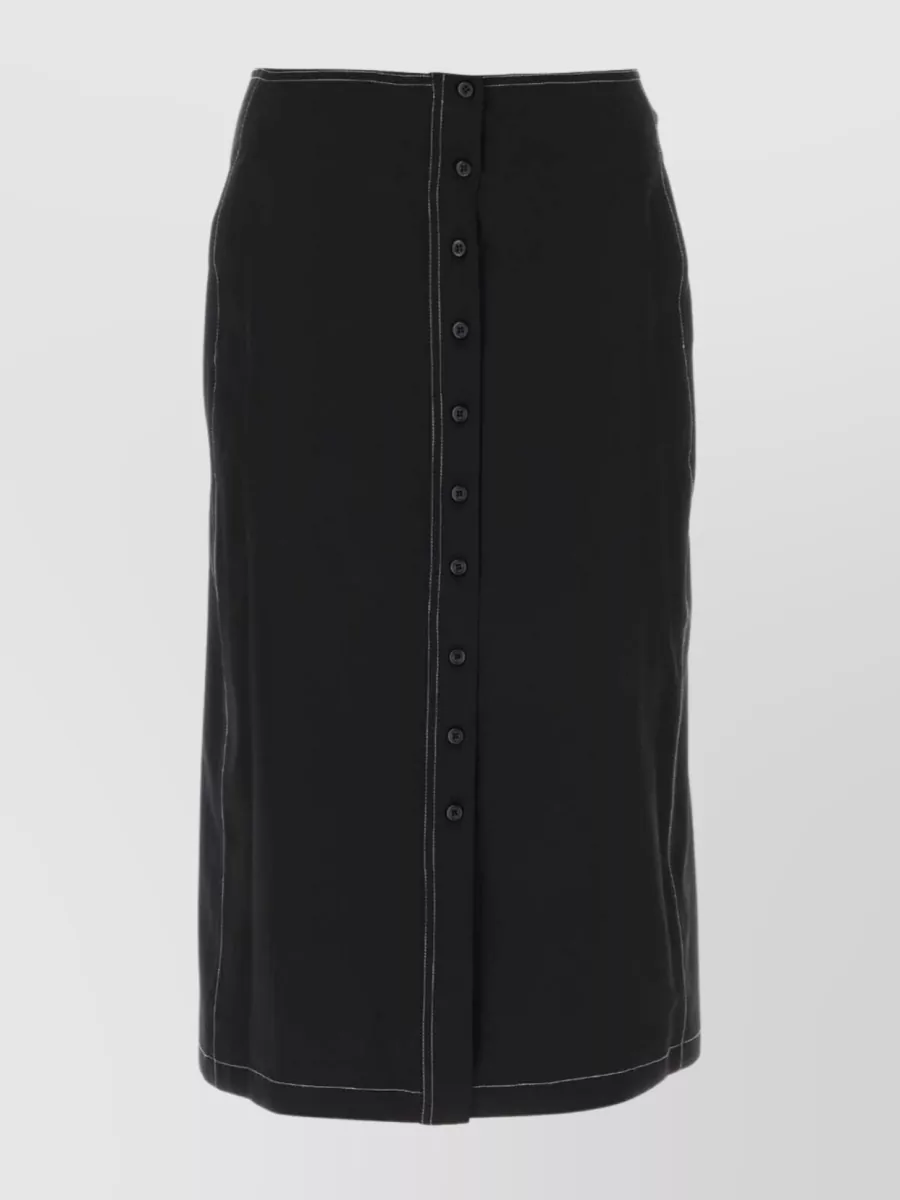 Shop Low Classic Contrast Stitching High-waisted Knee-length Skirt In Black