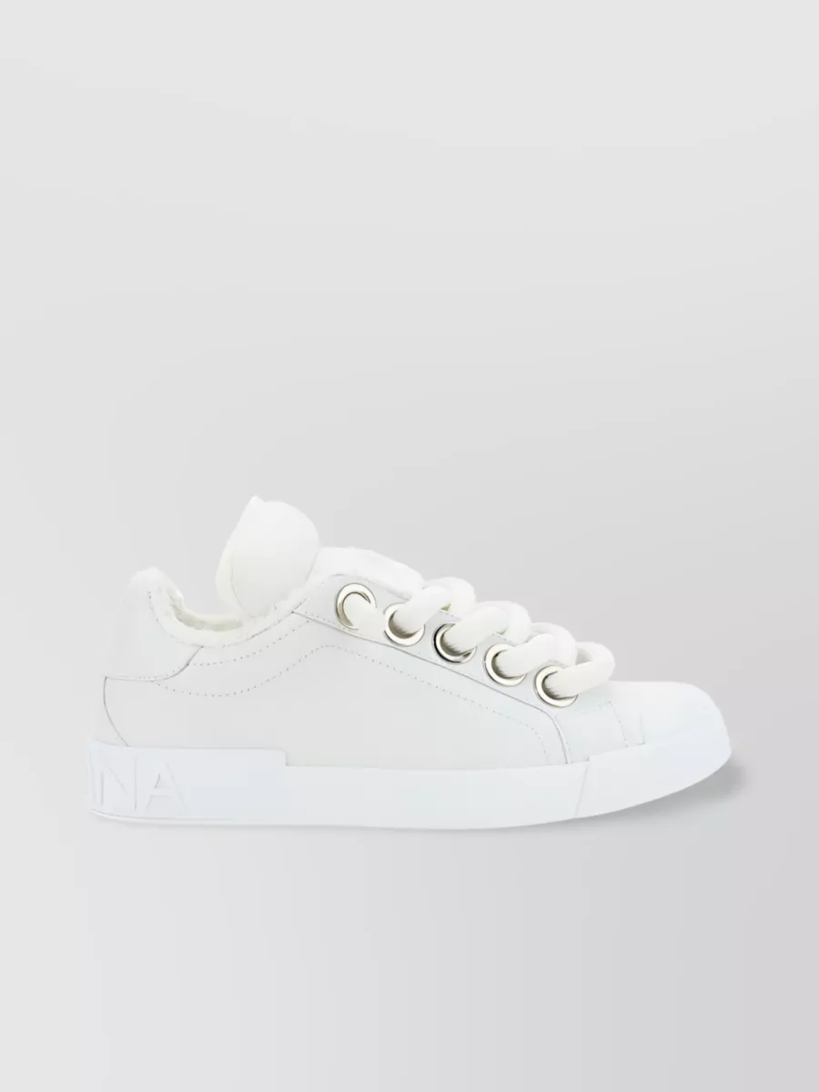 Shop Dolce & Gabbana Engraved Logo Low-top Lace-up Sneakers In White