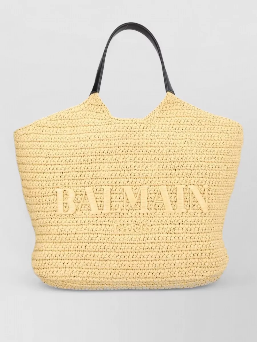 Balmain large crochet beach bag