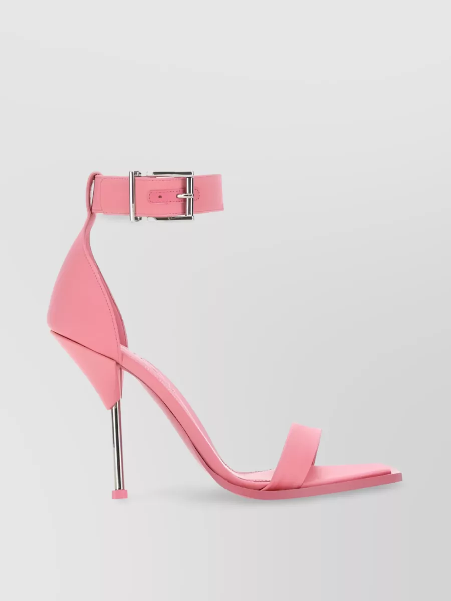 Shop Alexander Mcqueen Satin-finish Calf Leather Sandals In Pink
