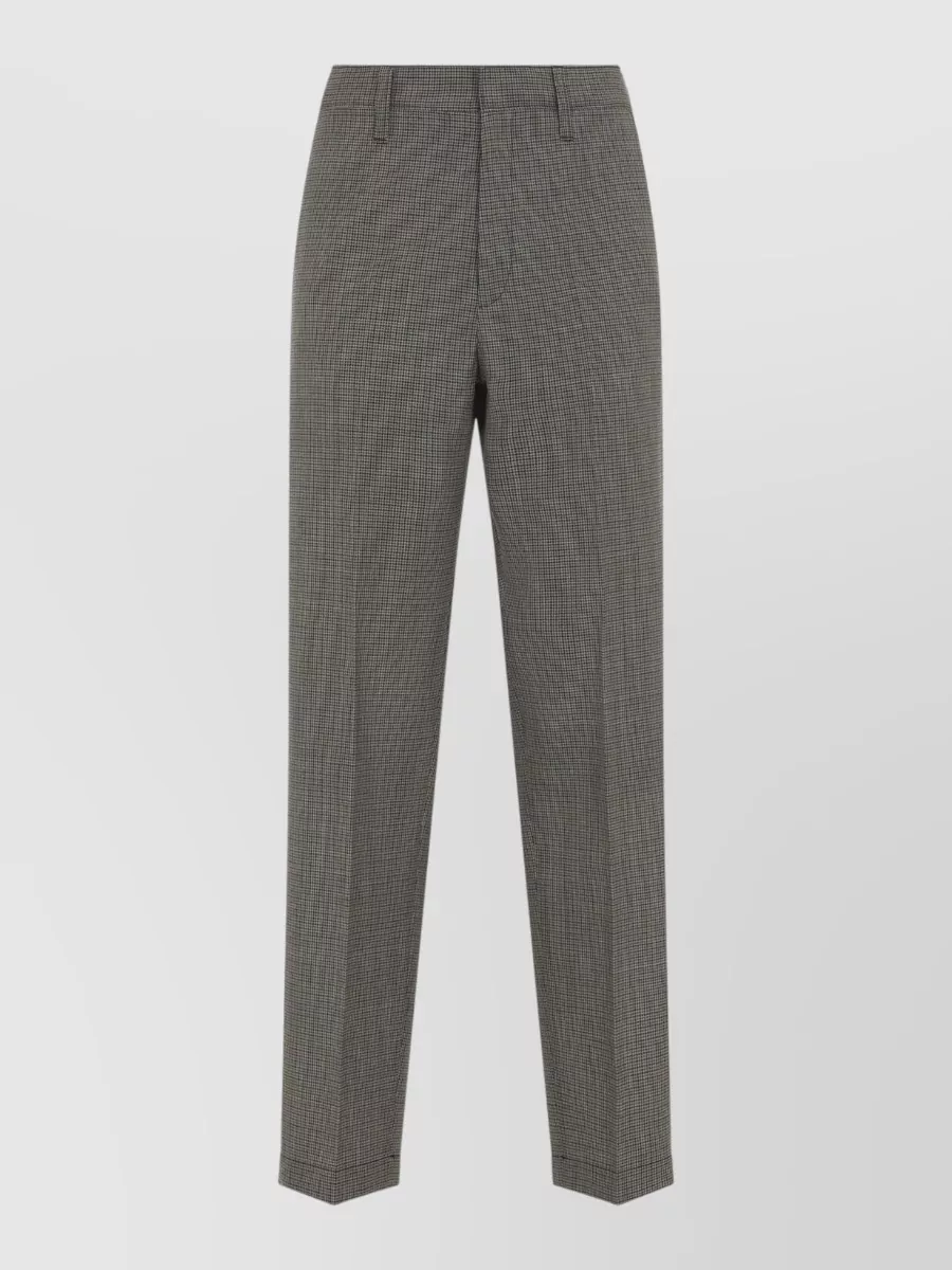 Prada virgin wool slim-fit straight-leg checked trousers