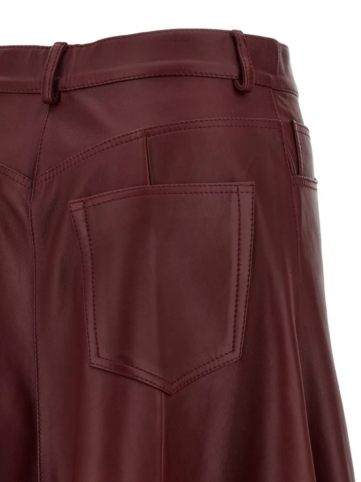 Haikure Flared Hem Leather Skirt Pockets
