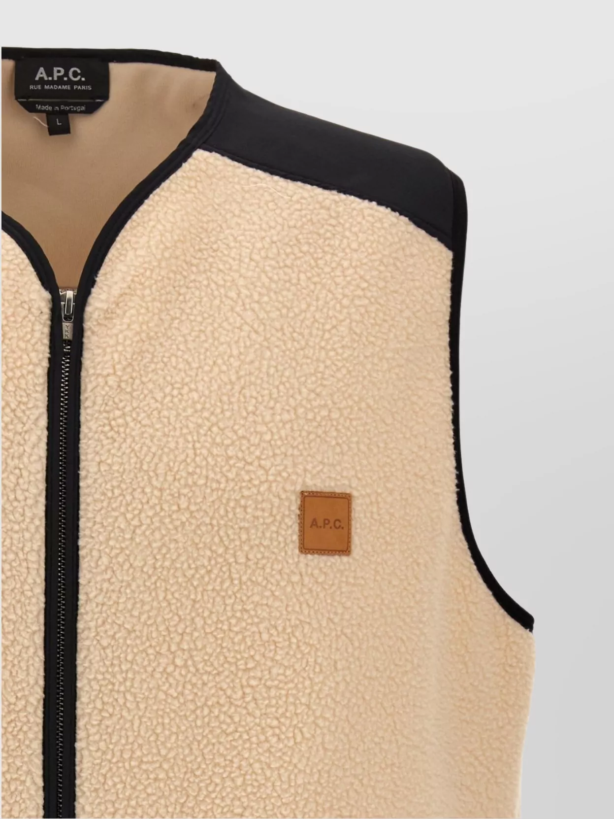 A.p.c. Sherpa Fleece Sleeveless Vest With Contrast Shoulder Panels