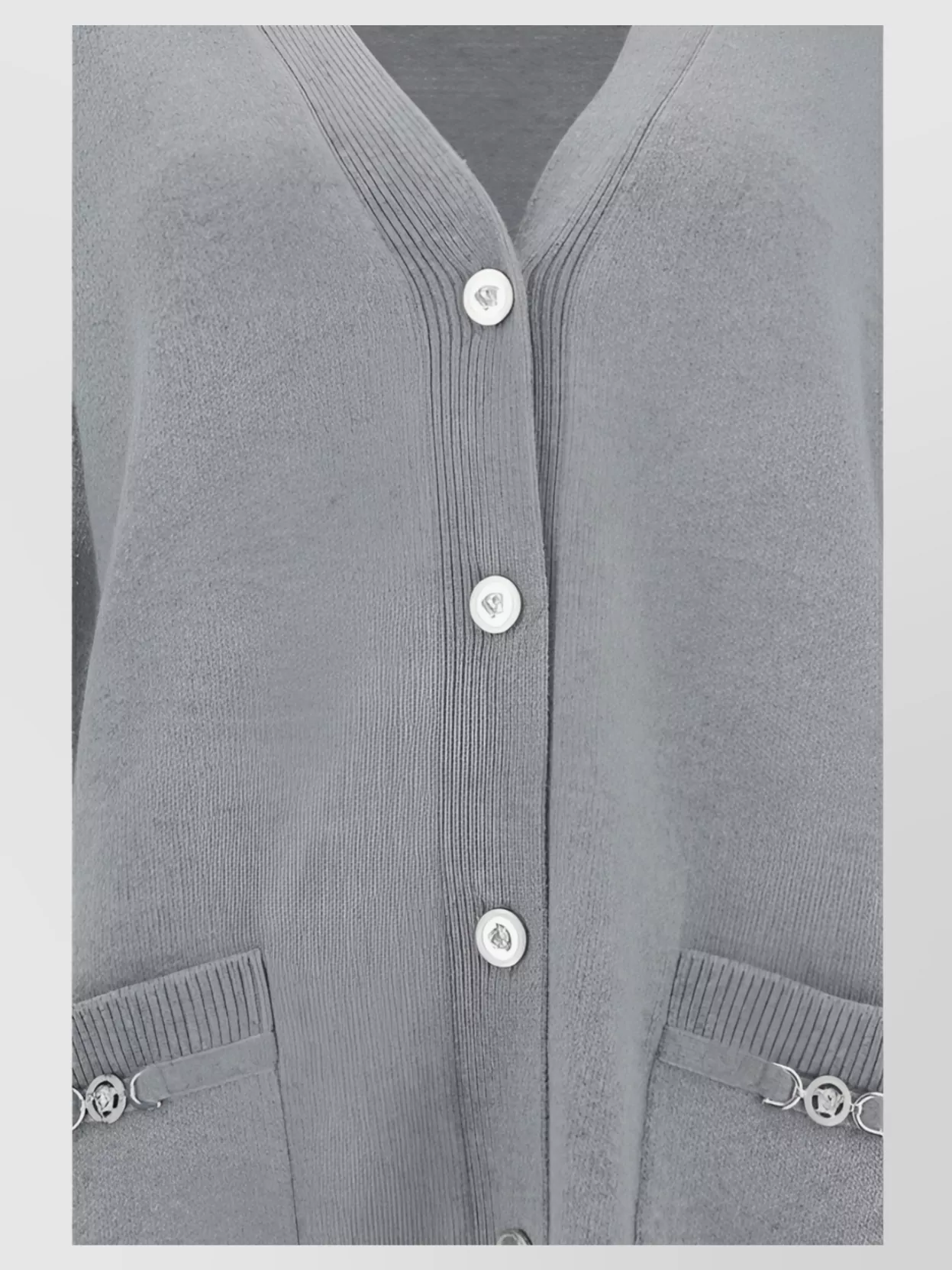 Versace Cashmere-blend Knit Boxy Cardigan In Gray