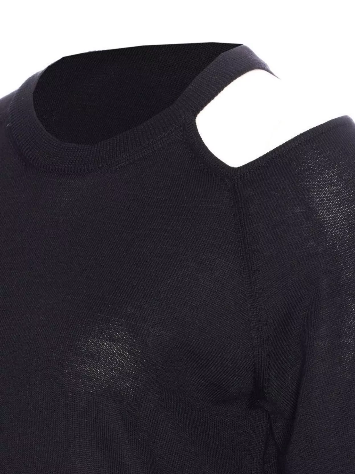 Roberto Collina Shoulder Cut Out Long Sleeve Crew Sweater In Gray
