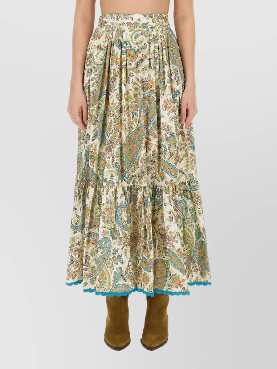 Etro Cotton Maxi Skirt In Green