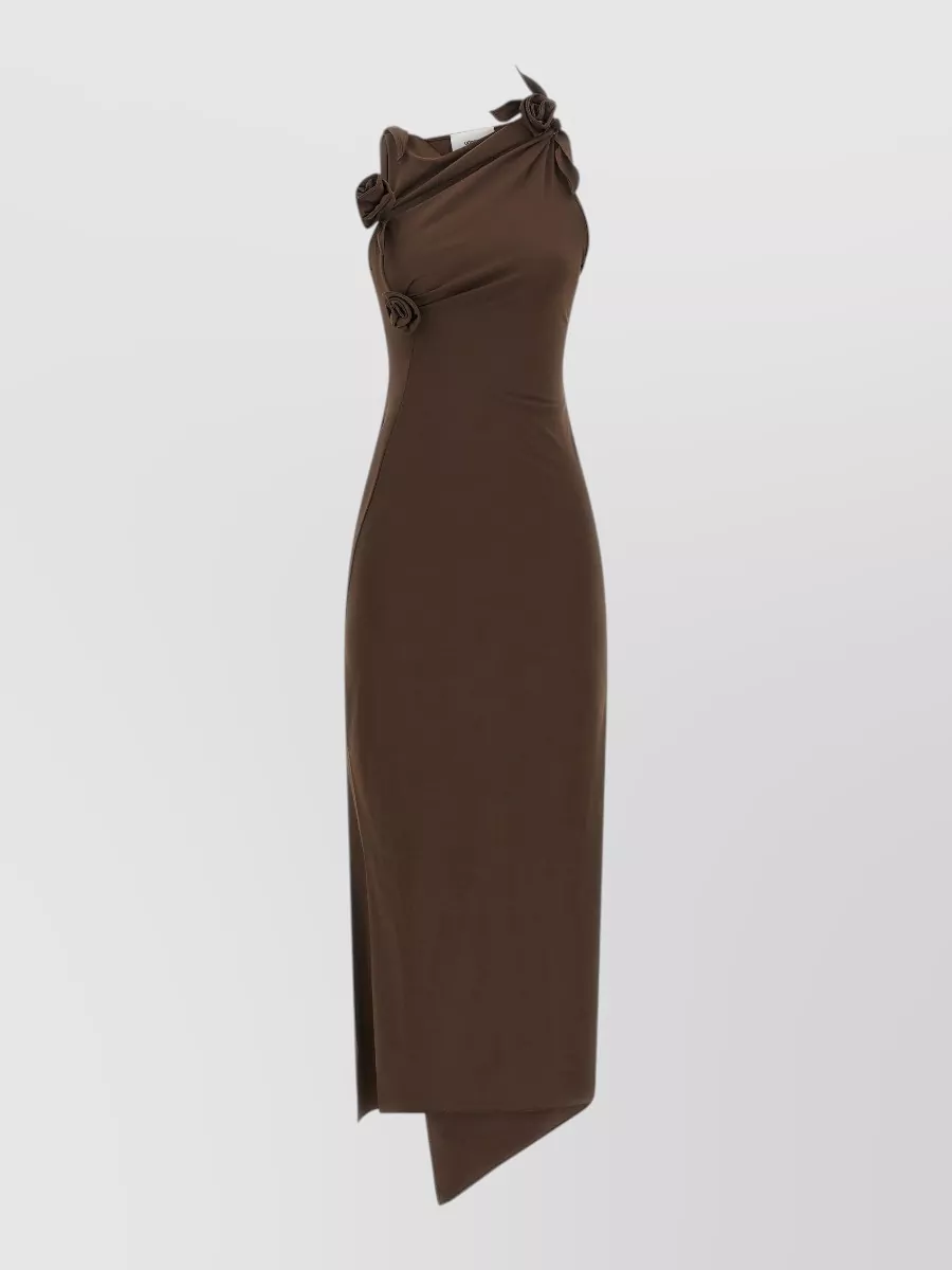 Coperni asymmetric one-shoulder cutout floral-embellished midi dress