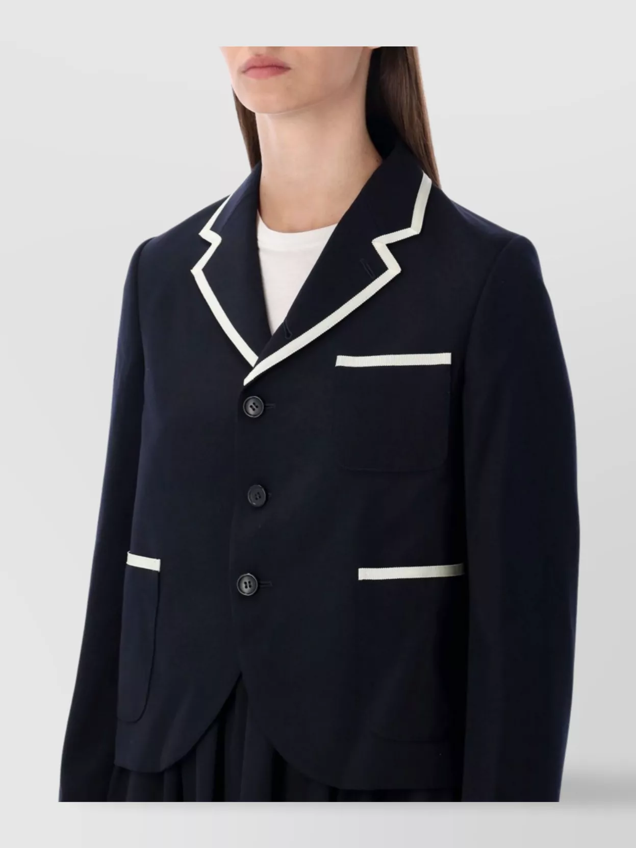 Comme Des Garçons Girl Wool Blazer With Contrast Trim In Black