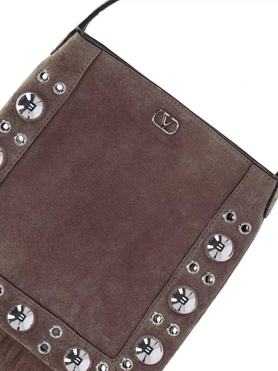 Valentino Garavani Vlogo Signature Small Suede Shoulder Bag