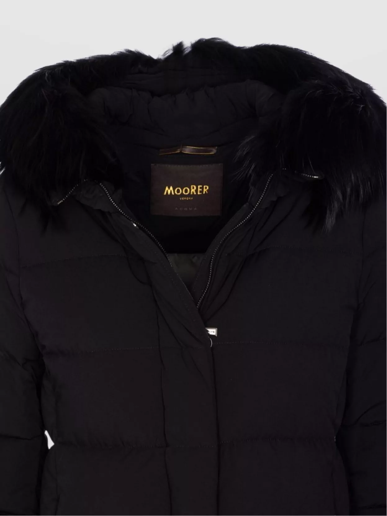 Moorer Hooded Jacket With Fur Trim And Quilted Pattern