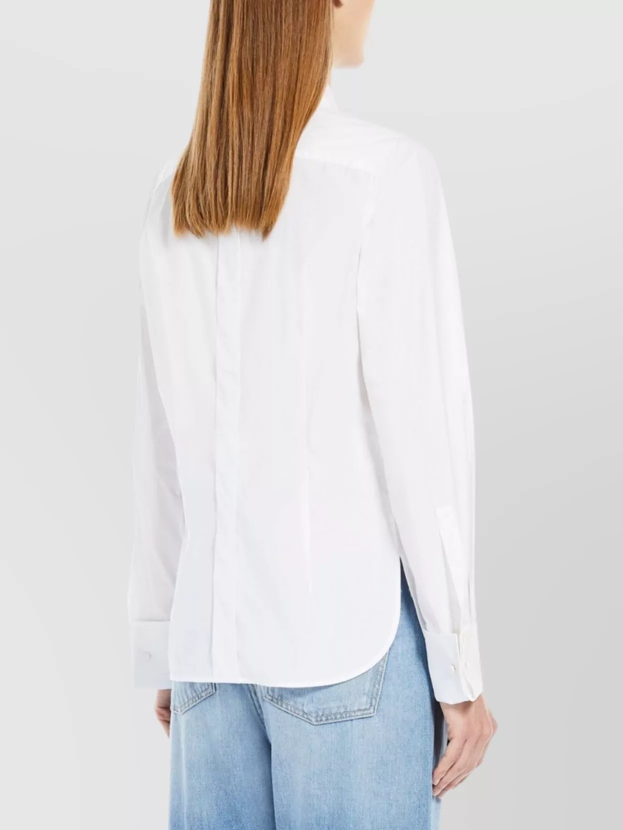 Max Mara Pointed Collar Cotton Stretch Top In White