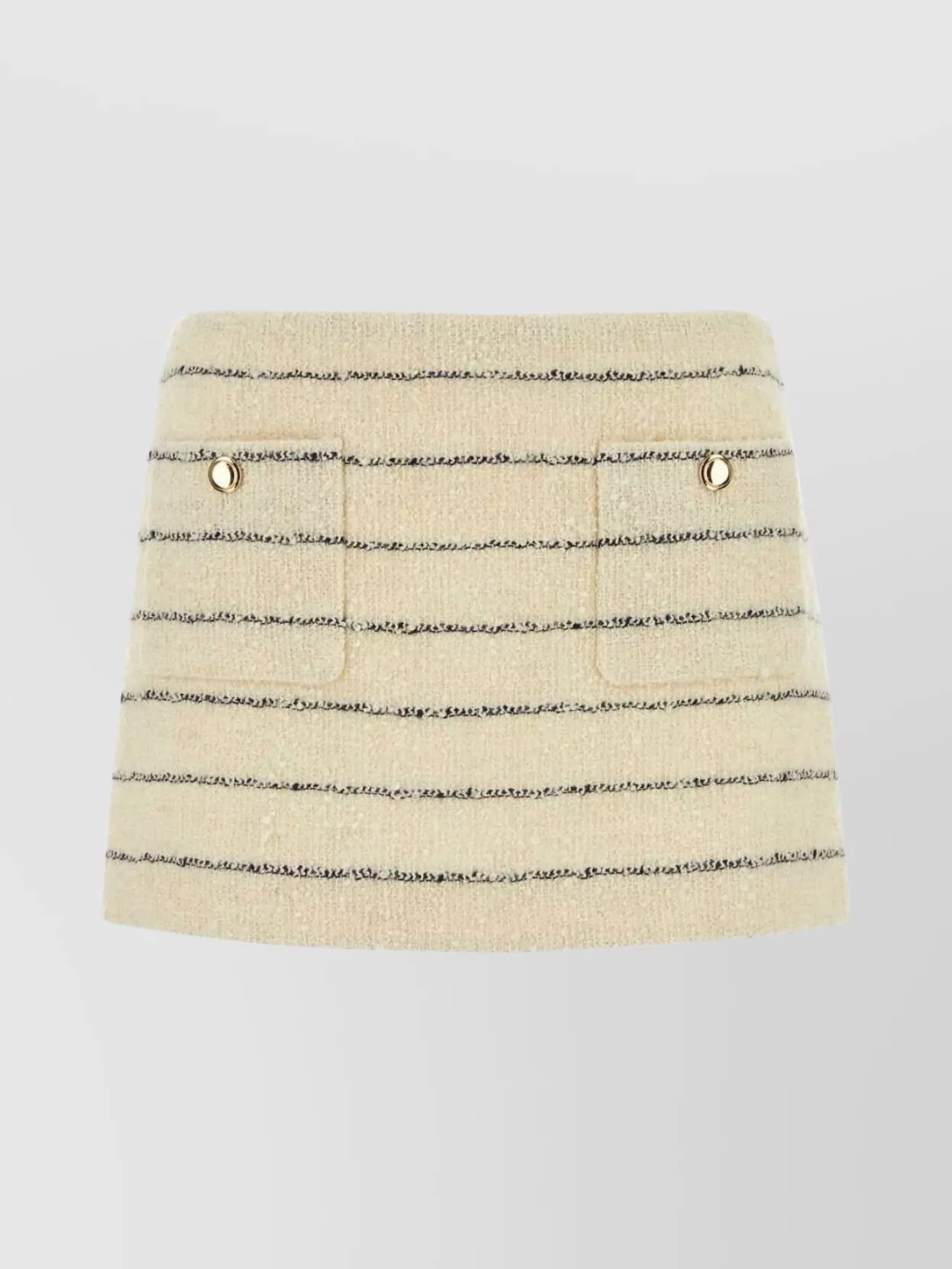 Shop Miu Miu Striped Buttoned Mini Skirt In Beige